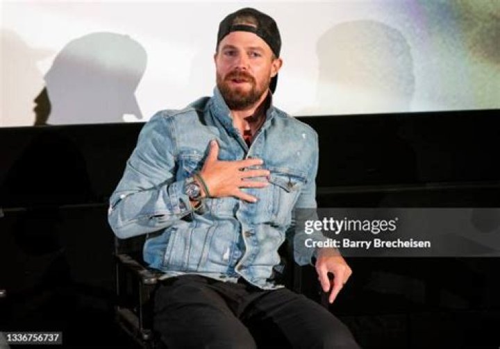 Actor Stephen Amell talks during a screening episode of the Starz channel's wrestling drama "Heels" at the AMC River East Theater, on August 26, 2021 in Chicago, Illinois.