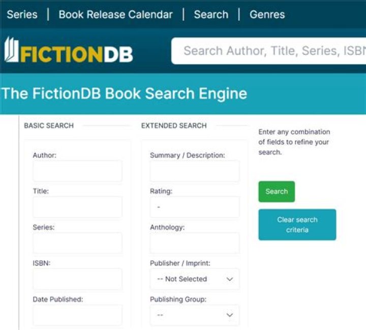 FictionDB website screengrabs